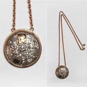 TAT2 DESIGNS Steampunk Hammered Coin Necklace Swarovski Crystal‎ Circle Pendant